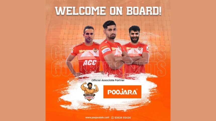 1-1-17 Poojara Telecom join hands with Gujarat Giants as Official Associate Partner in Pro Kabaddi League 2023