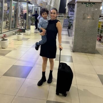 Mrs. Universe India 2023, Madhuri Patle, Radiates Elegance at Nagpur Airport with Toddler