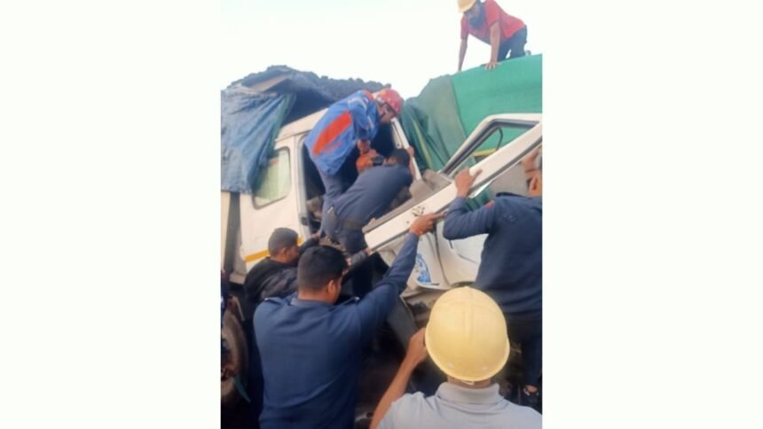 image-1-65 AM/NS India’s fire team rescues dumper truck driver from mangled cabin after accident