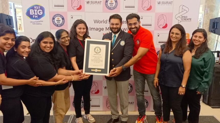 1-7 Another world record attempt in Surat: World’s largest mosaic image of 200 sq mt made using 18,400 sanitary pads