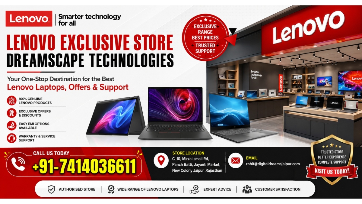 PNN-1-31 Explore the Reliable Lenovo Shop in Jaipur at Lenovo Exclusive Store – Dreamscape Technologies in Jaipur