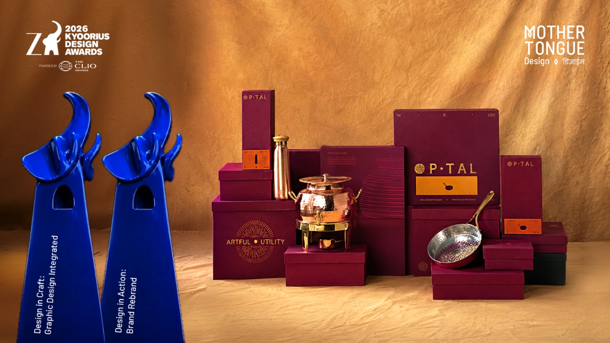 PNN-1-62 Mother Tongue Design Wins Two Blue Elephants at the 2026 Kyoorius Design Awards for P•TAL’s Rebrand